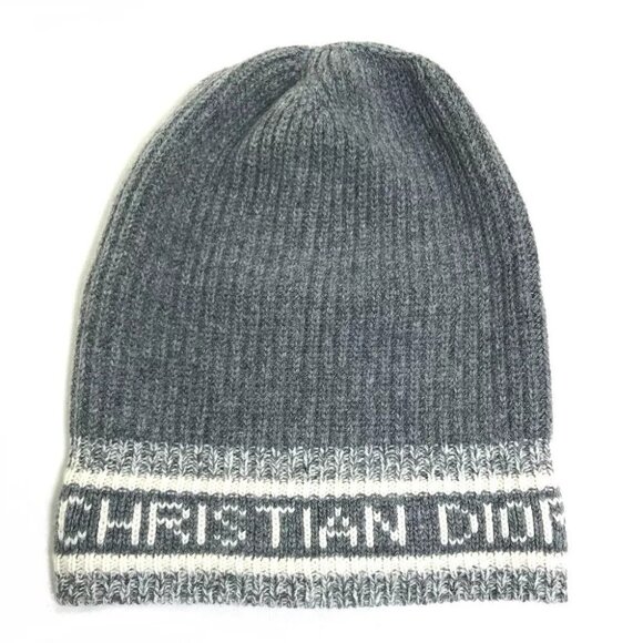Christian Dior logo D-White Hat beanie Knit hat Wool / Cashmere gray - Picture 3 of 10